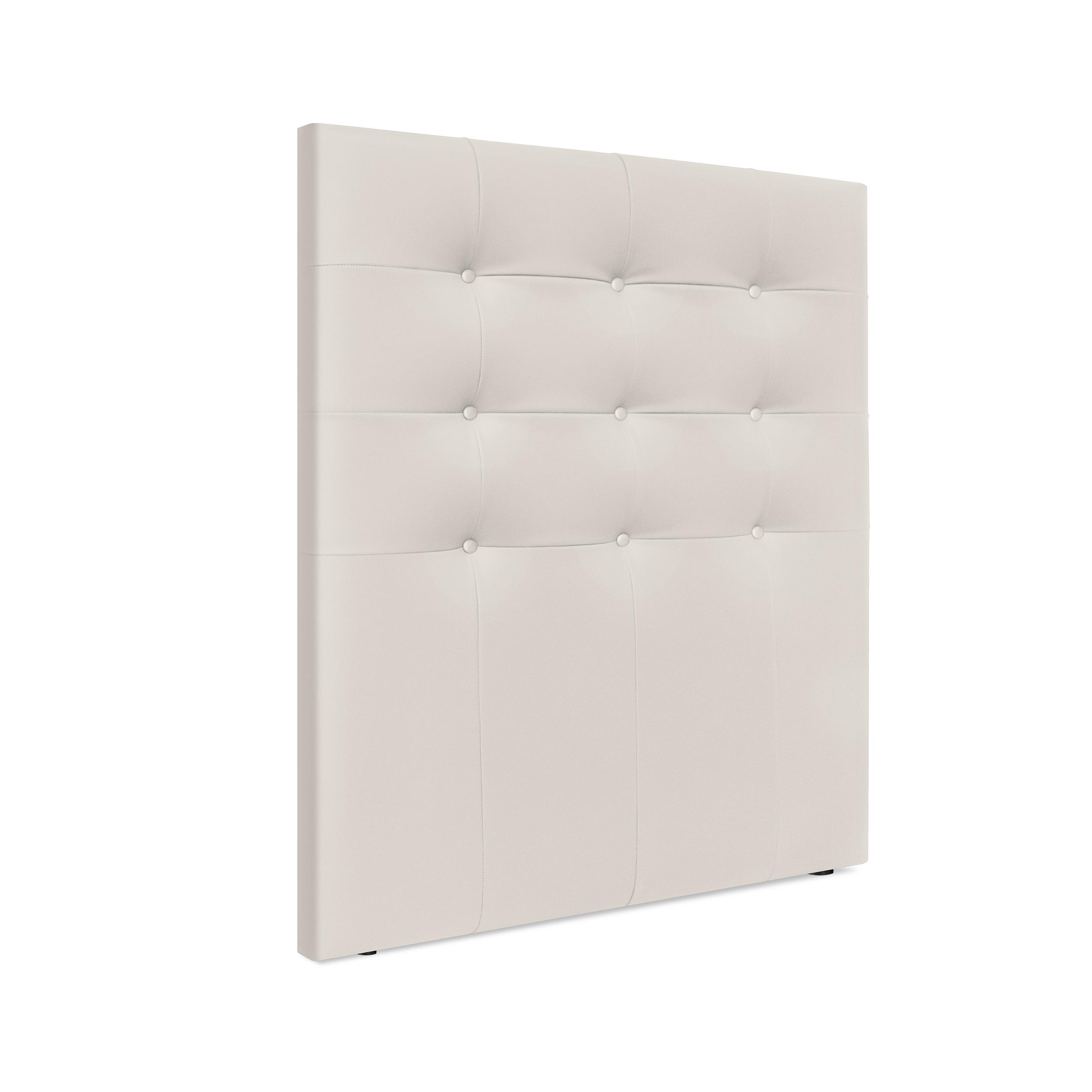 DHOME Cabecero Capitoné hasta el Suelo Cabezal 8cm tapizado ACUALINE Tela y Polipiel para Cama Dormitorio (Blanco Hueso Polipiel)