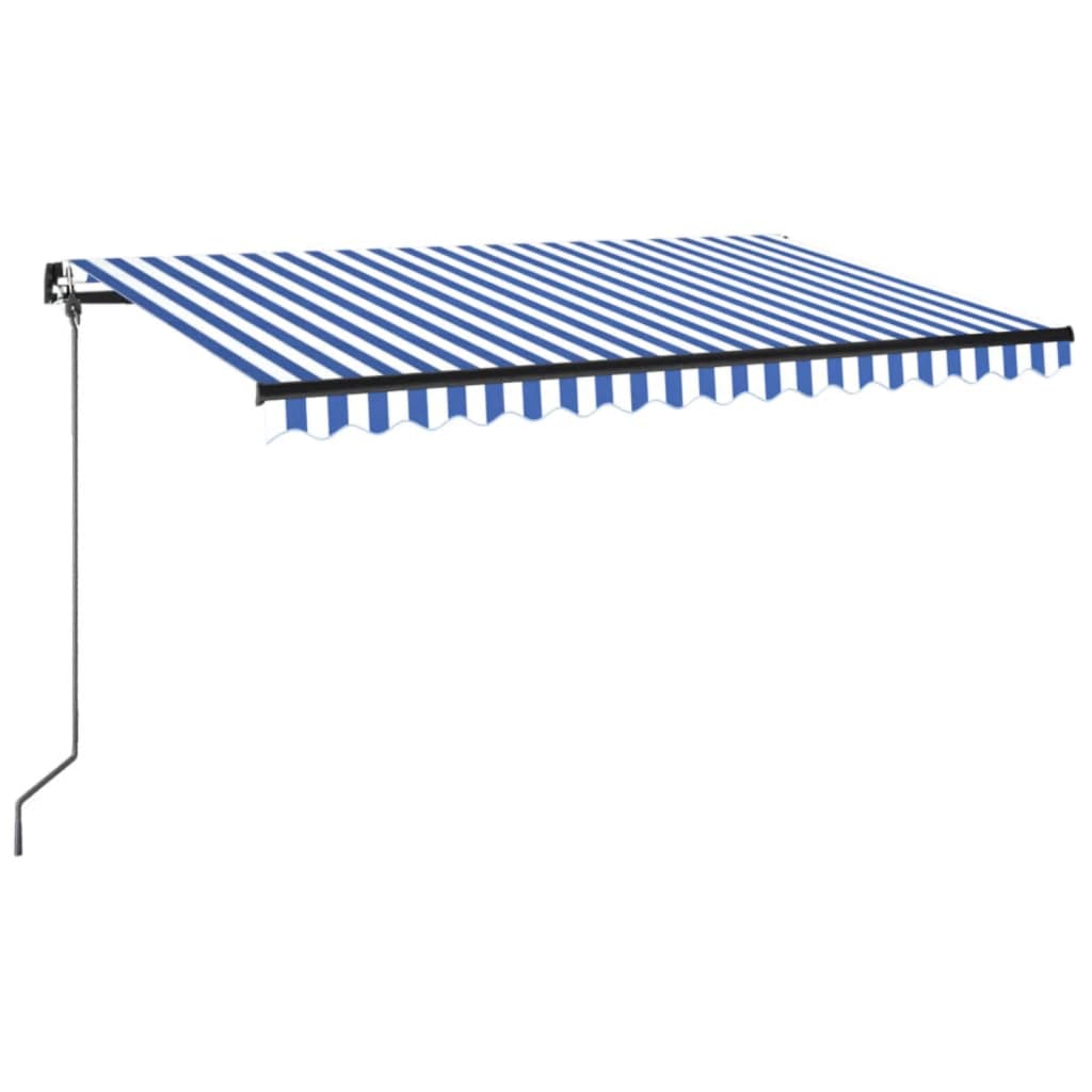 vidaXL Toldo manual retráctil con LED azul y blanco 450x350 cm