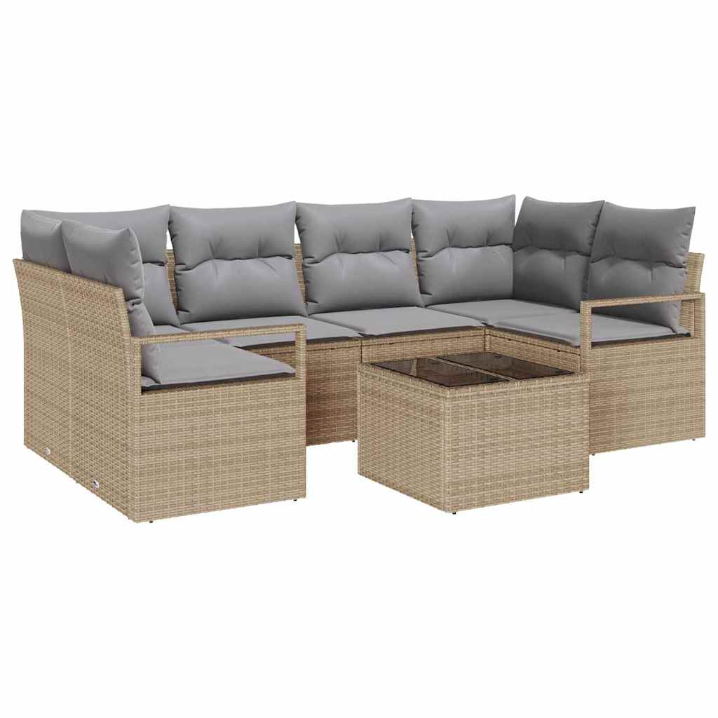 vidaXL Juego de Sofá con cojín 7 pcs Beige y gris ratán sintético