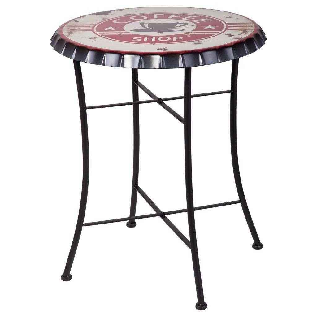 WANDERLUST DECO Mesa de metal roja 60x75 cm de estilo Industrial