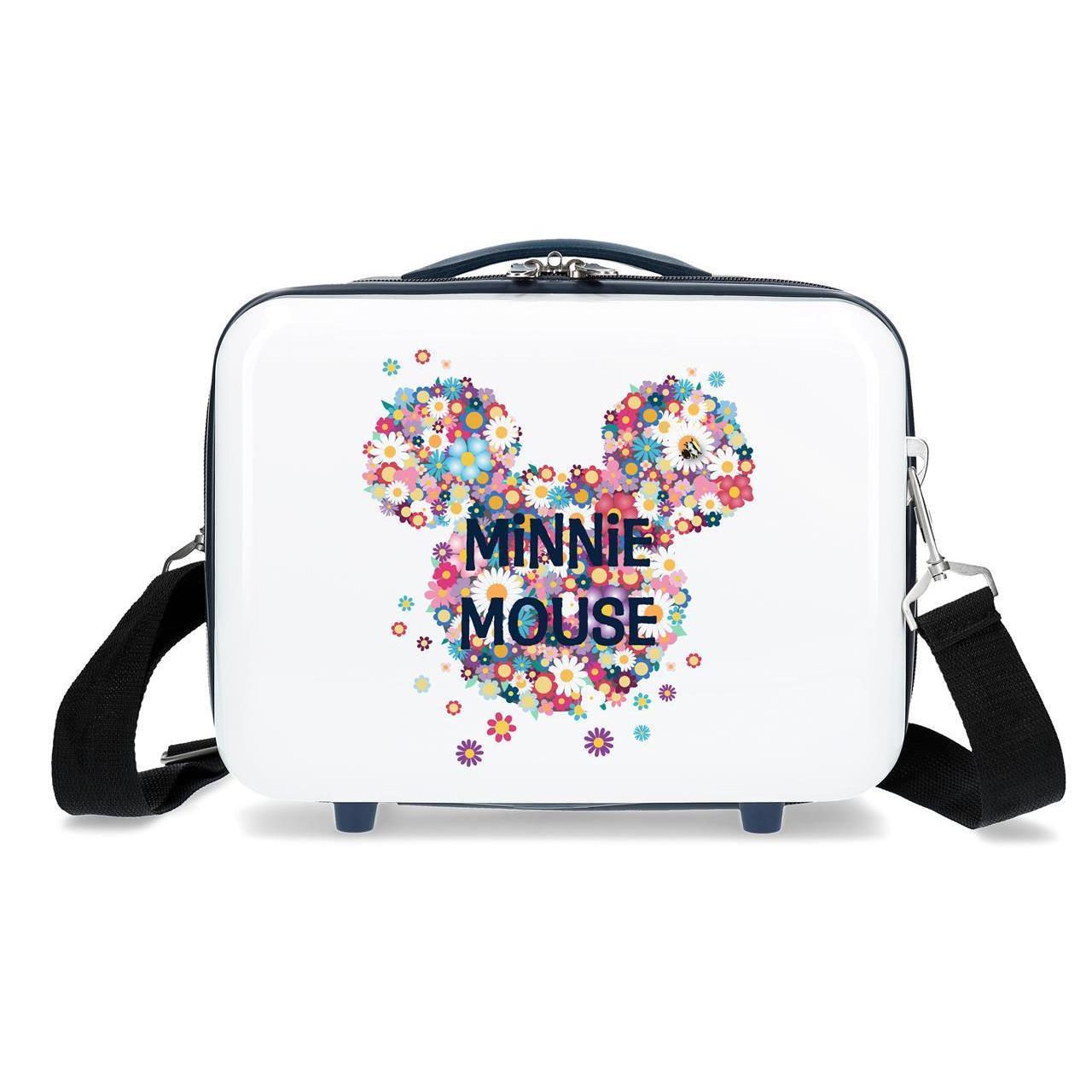 Bolso de Aseo Disney Minnie Sunny Day, Neceser Resistente de 29x21x15 cm con Correa Ajustable y Banda para Maleta, Ideal para Viajes