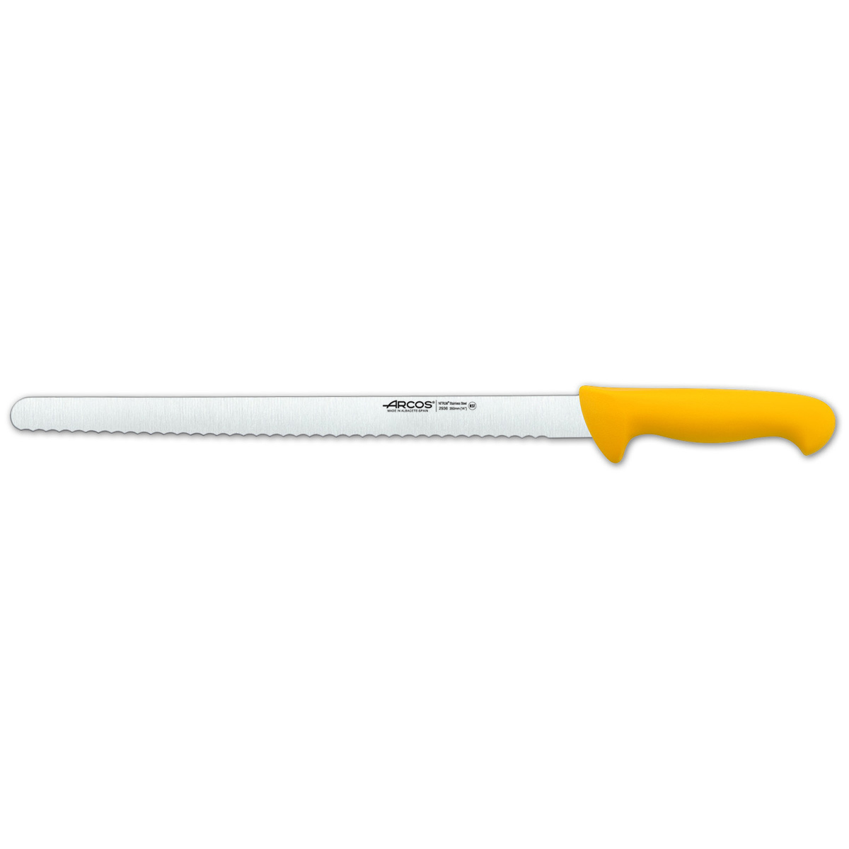 Cuchillo para Salmón Arcos Colour - Prof 293300 de Acero Inoxidable Nitrum y Mango Ergonómico de Polipropileno Amarillo