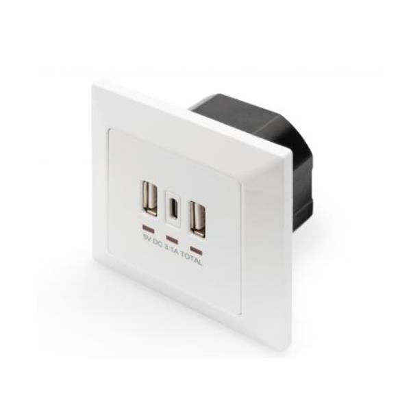 Digitus Caja de carga para smartphones/tabletas con 2 USB A, 1 USB Type C™, 3100 mA, UP