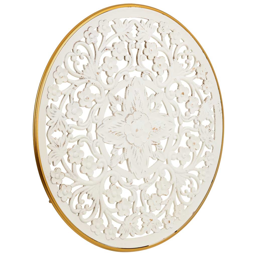 WANDERLUST DECO Panel decorativo de madera tallada blanco 87x3x87h cm de estilo Romántico
