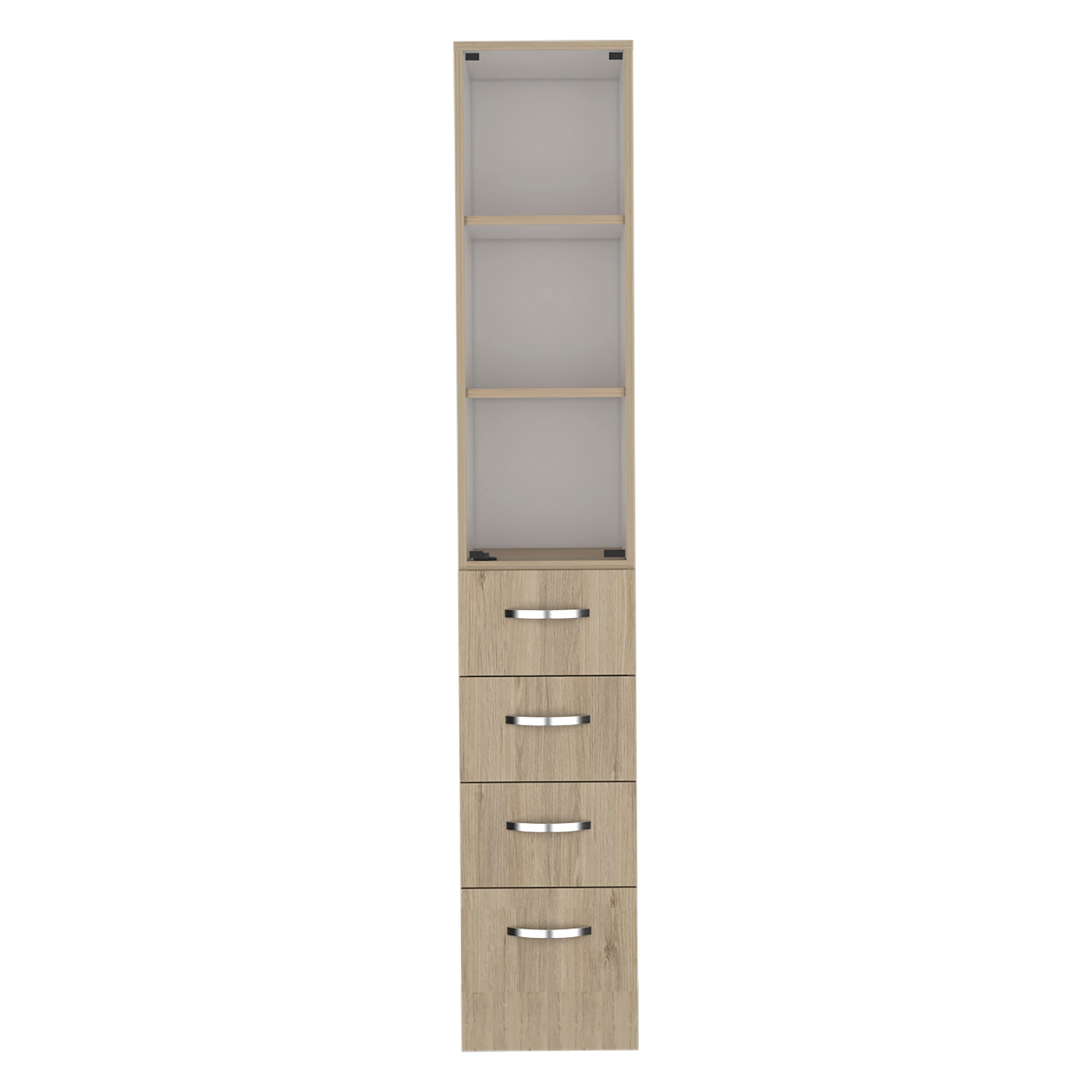TUHOME Armario de Baño Vanguard, con cuatro cajones, Rovere / Blanco Madera manufacturada  Baño-Almacenamiento
