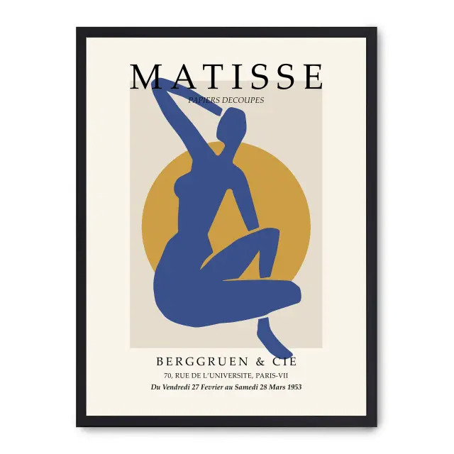 Cuadro nude art 30x40cm, Póster impreso en papel de primera calidad de 180gr, montado sobre marco de madera MDF acabado en negro., Arte - Pintores famosos - Matisse