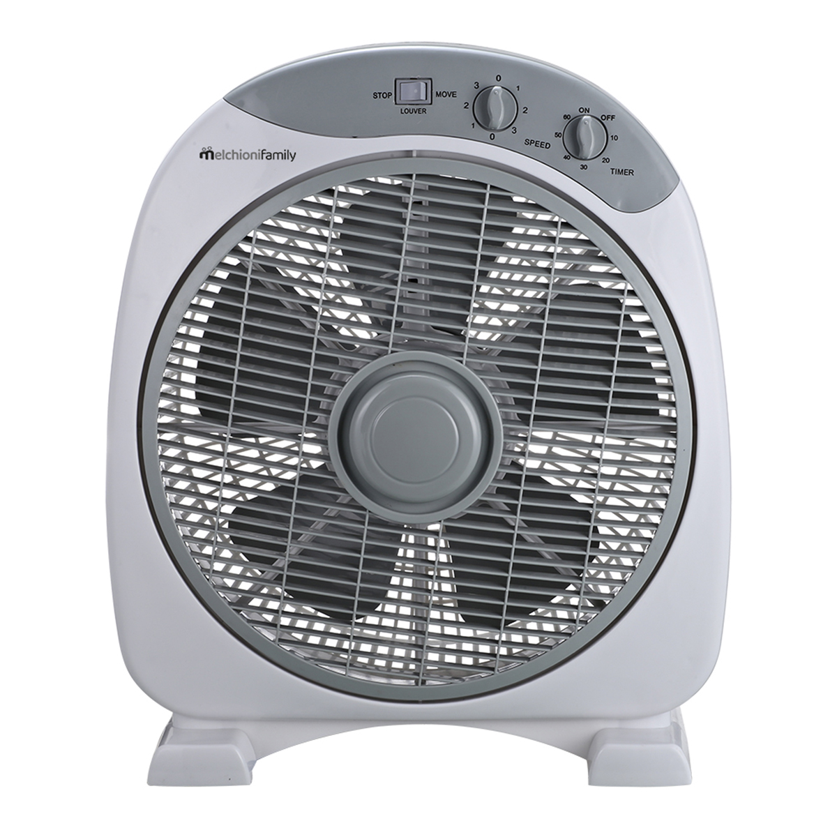 Ventilador de Caja Melchioni Family MF2412BF 30 cm, 3 Velocidades, Temporizador 60 Min, 40 W, Color Gris Claro/Oscuro