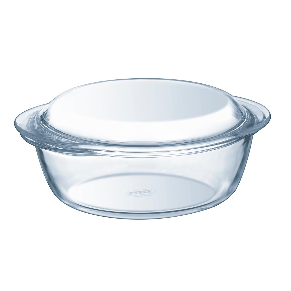 PYREX® ESSENTIALS Cacerola Boro Con Tapa 27x23CM - 2,4L+80CL Transparente  Fabricado en Francia Apilable