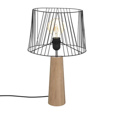Factory Cuadros Lámpara Recta Celia Metal y Madera Negra 46 Cm de Alto