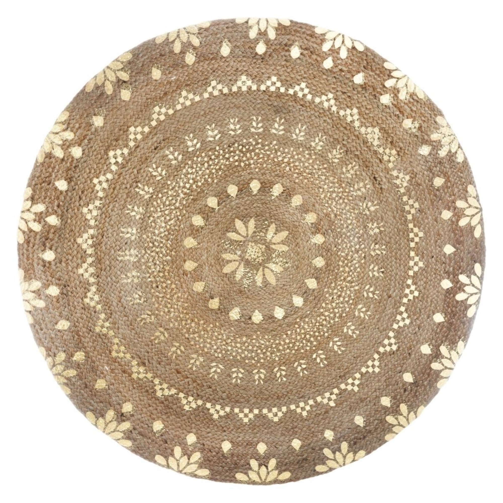 Alfombra de yute con decoraciones doradas D.115 cm x A.1 cm  Scalpers Home