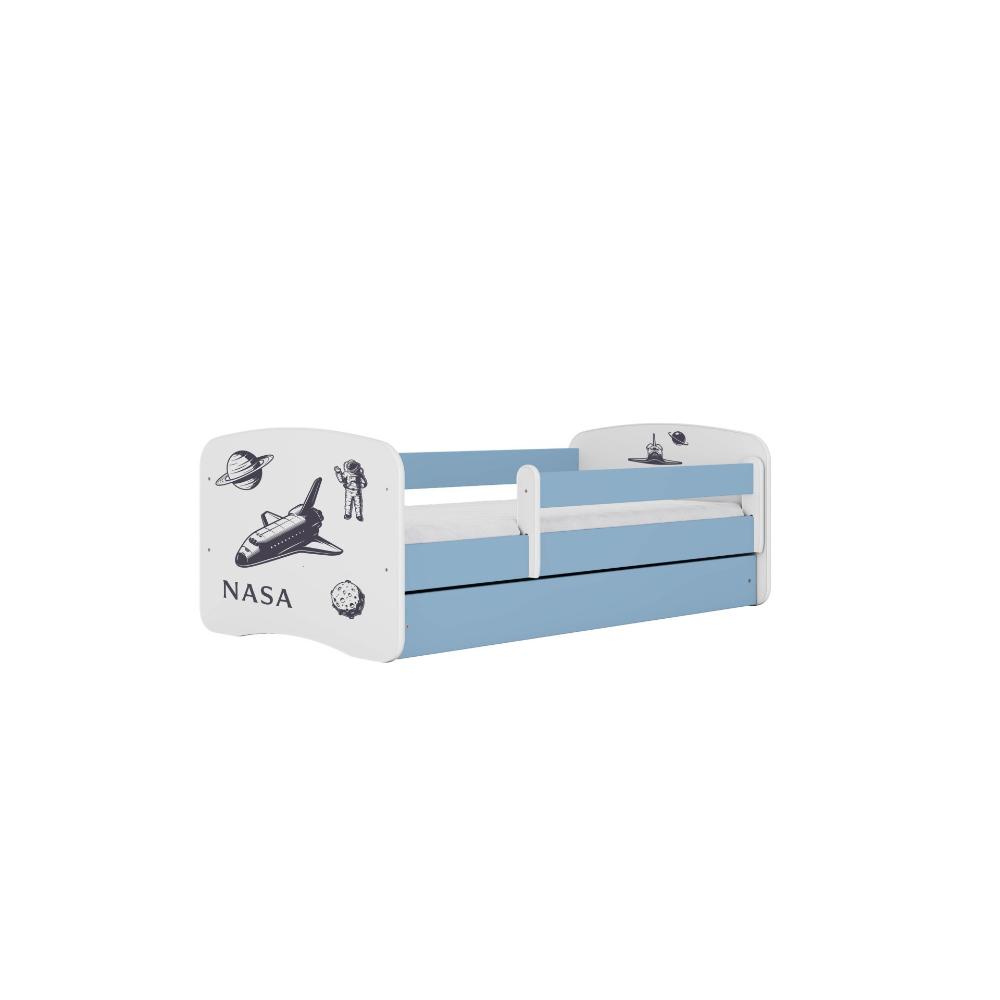 Cama 180 x 80 cm Kocot Kids com gaveta e colchão BabyDreams Nasa Blue