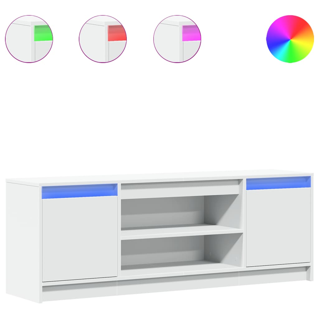 vidaXL Mueble de TV con LED madera de ingeniería blanco 139,5x34x50 cm