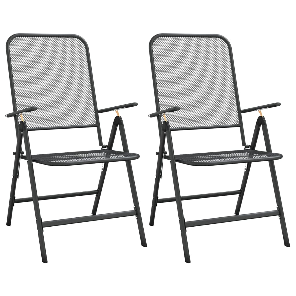 vidaXL Silla jardín plegable antracita malla metálica expandida Set de 2/4
