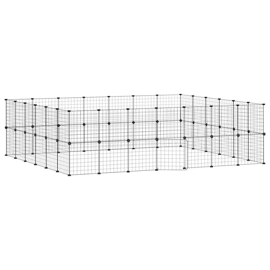 vidaXL Jaula para Mascotas de 52 Paneles Puerta Acero Negro Animal Pequeño 35x35cm Altura de la rejilla (Cada una) 4.3 cm, 1.5 cm