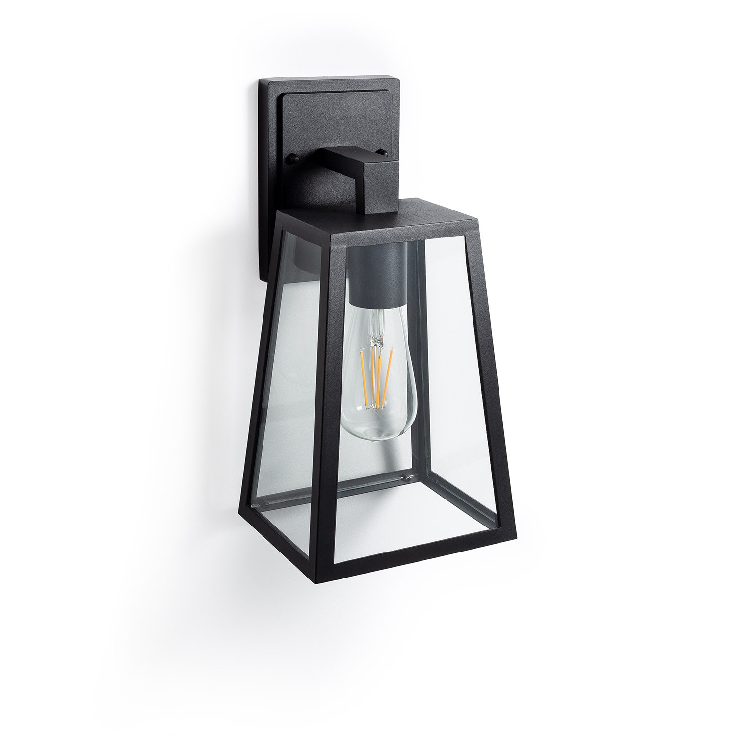 Ledkia Lámpara de Pared Exterior Aluminio y Cristal Karan Negro