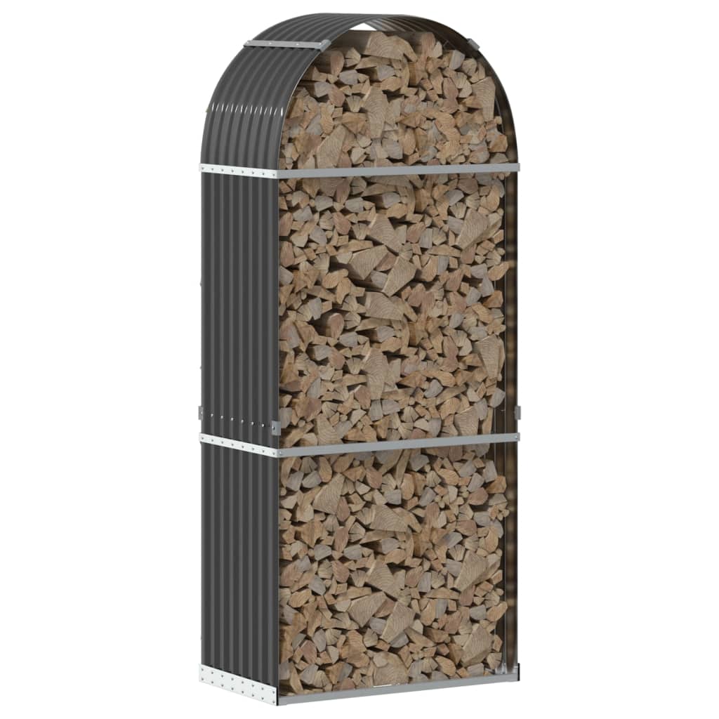 vidaXL Leñero Estante Almacenaje Leñas Chimenea Acero Galvanizado Color Antracita,  Gris claro,  Marrón y mas