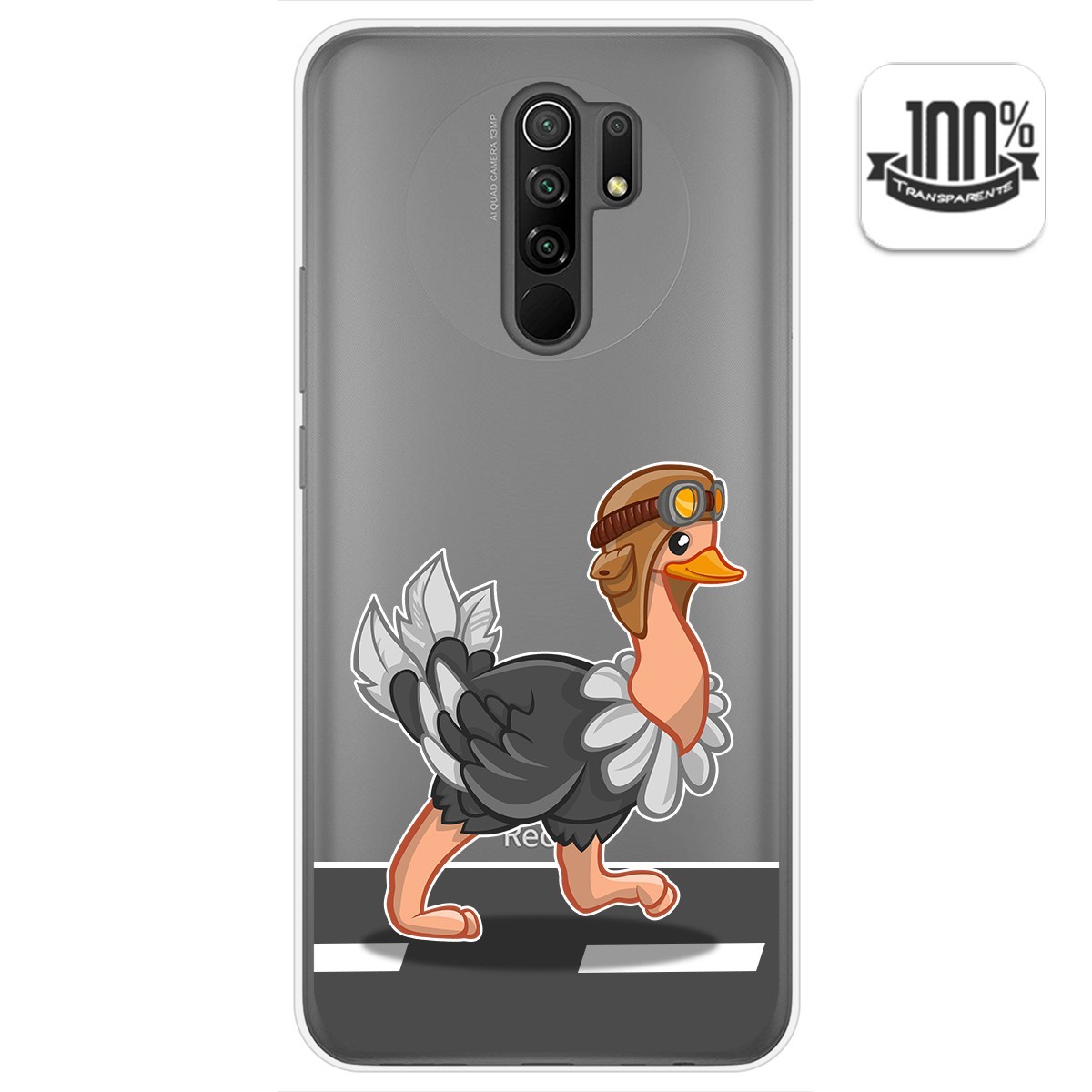Tumundosmartphone Funda Gel Transparente para Xiaomi Redmi 9 diseño Avestruz Dibujos