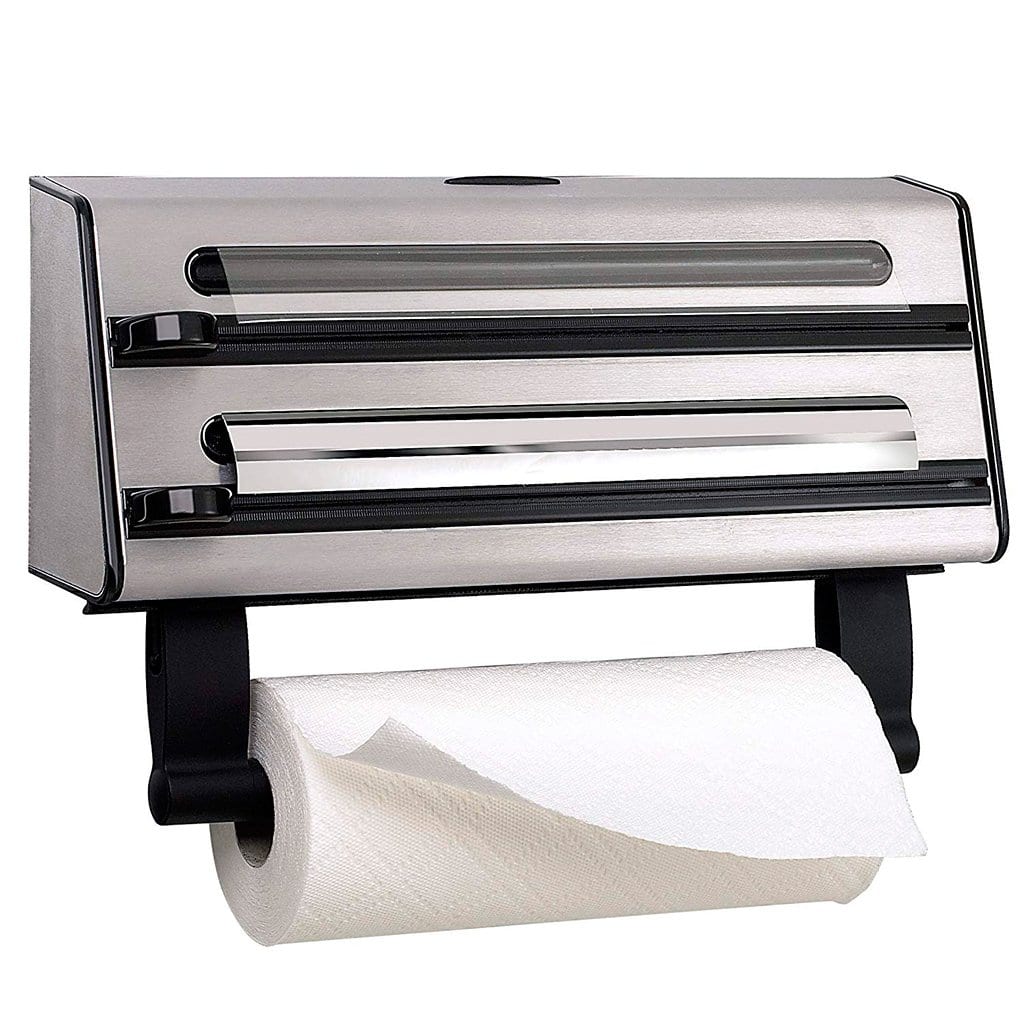 EMSA Portarrollos de Cocina Triple - Dispensador de Papel de Cocina, Film Transparente y Papel de Aluminio