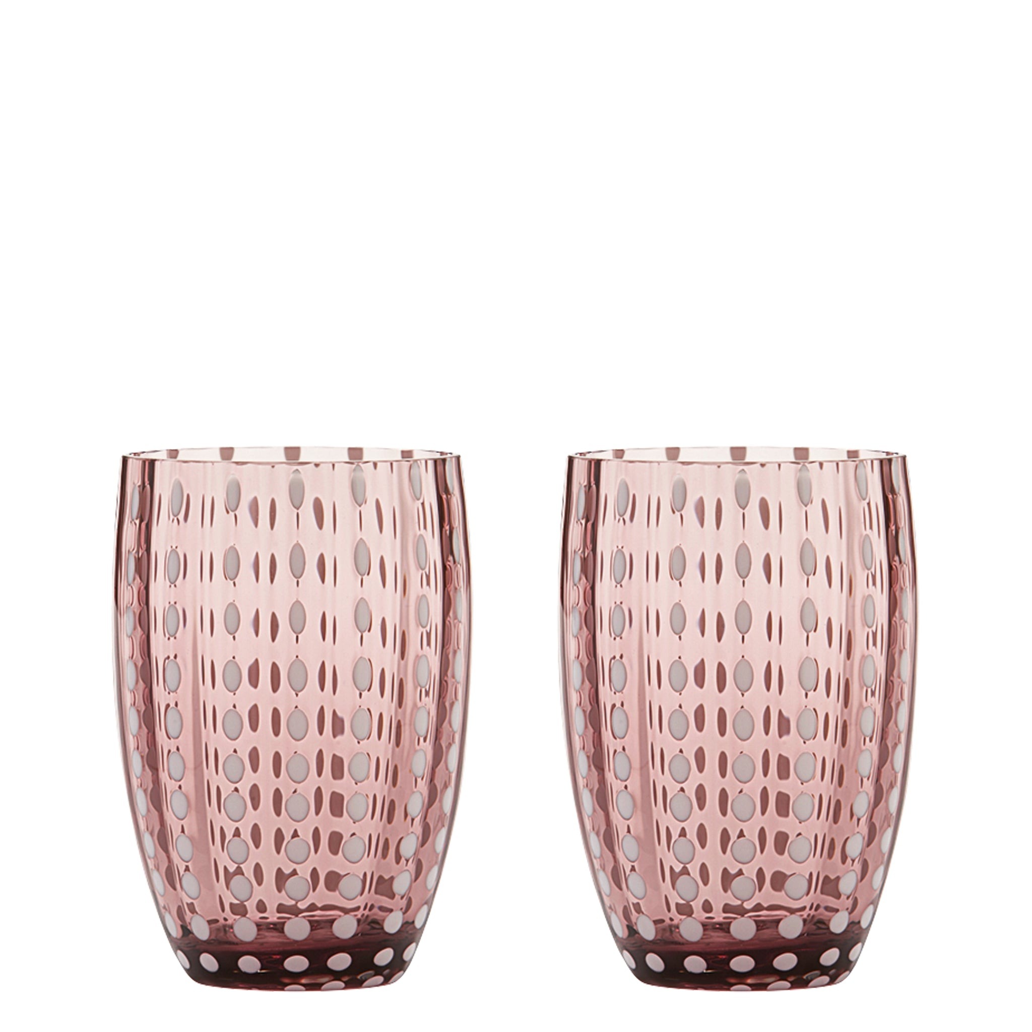 Vaso Zafferano Perle Amatista - Vidrio Soplado Coloreado, 32 cl, Hecho a Mano - Juego de 2 Vasos Artesanos para Agua o Cócteles