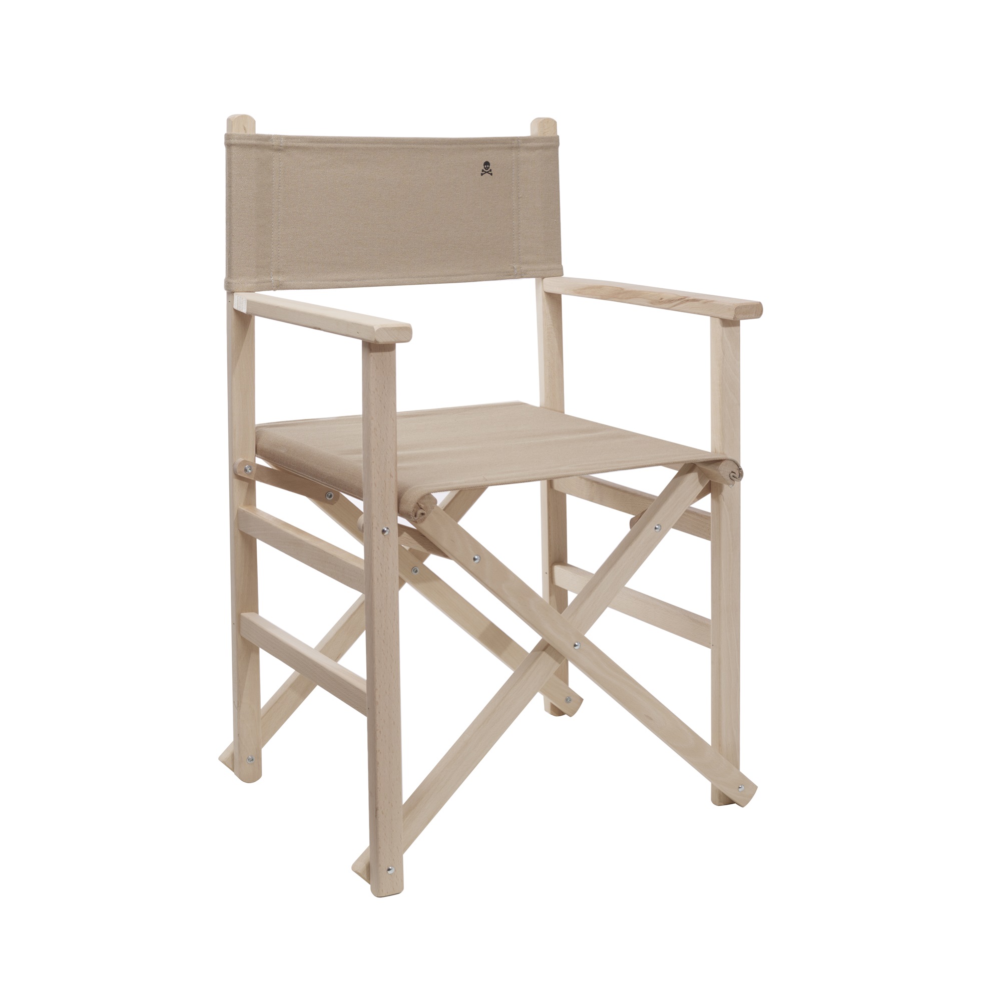 Sillón director plegable estructura sin barniz con lona color piedra, fabricada en madera de haya de primera calidad Scalpers