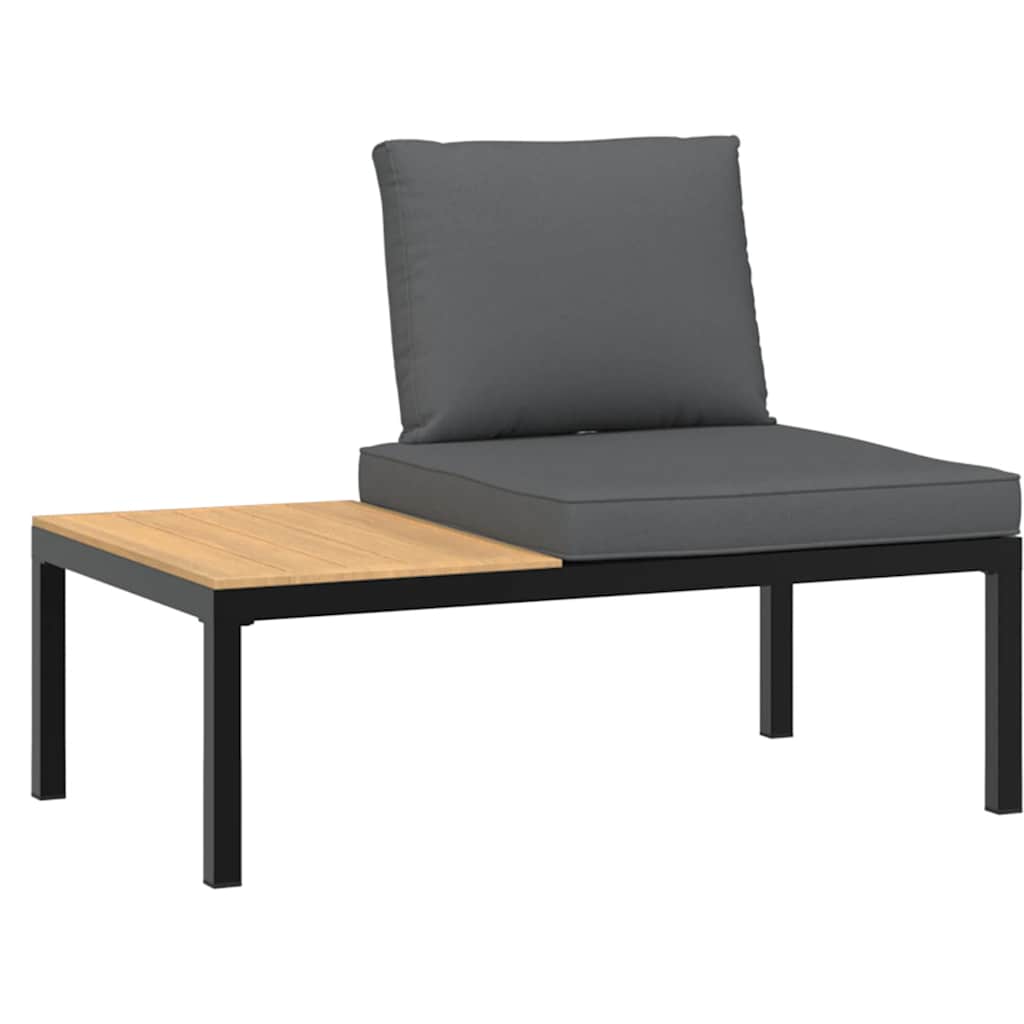 vidaXL Banco de jardín con cojines aluminio negro