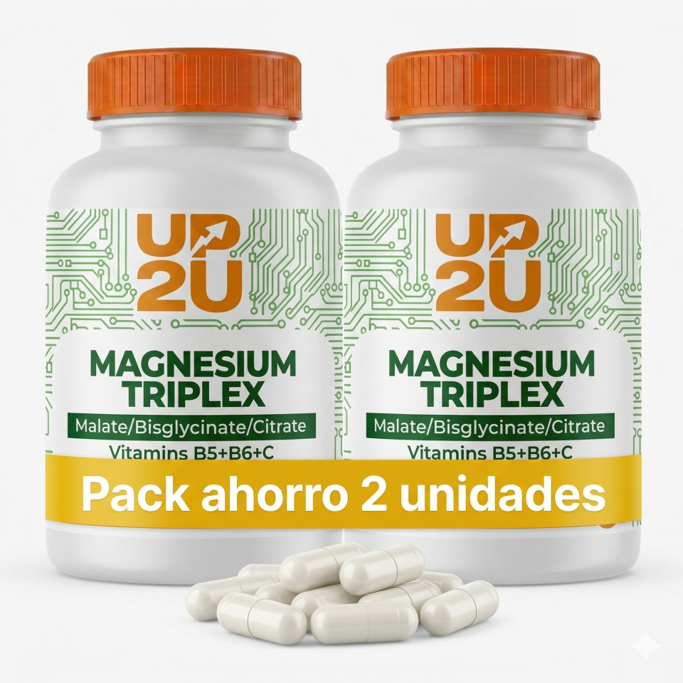 Pack 2x Magnesio Complex con Malato_ Bisglicinato y Citrato_ Vitaminas B5_ B6 y C_ UP2U Nutrition_ 360 Cápsulas_ 4 Meses de Suministro