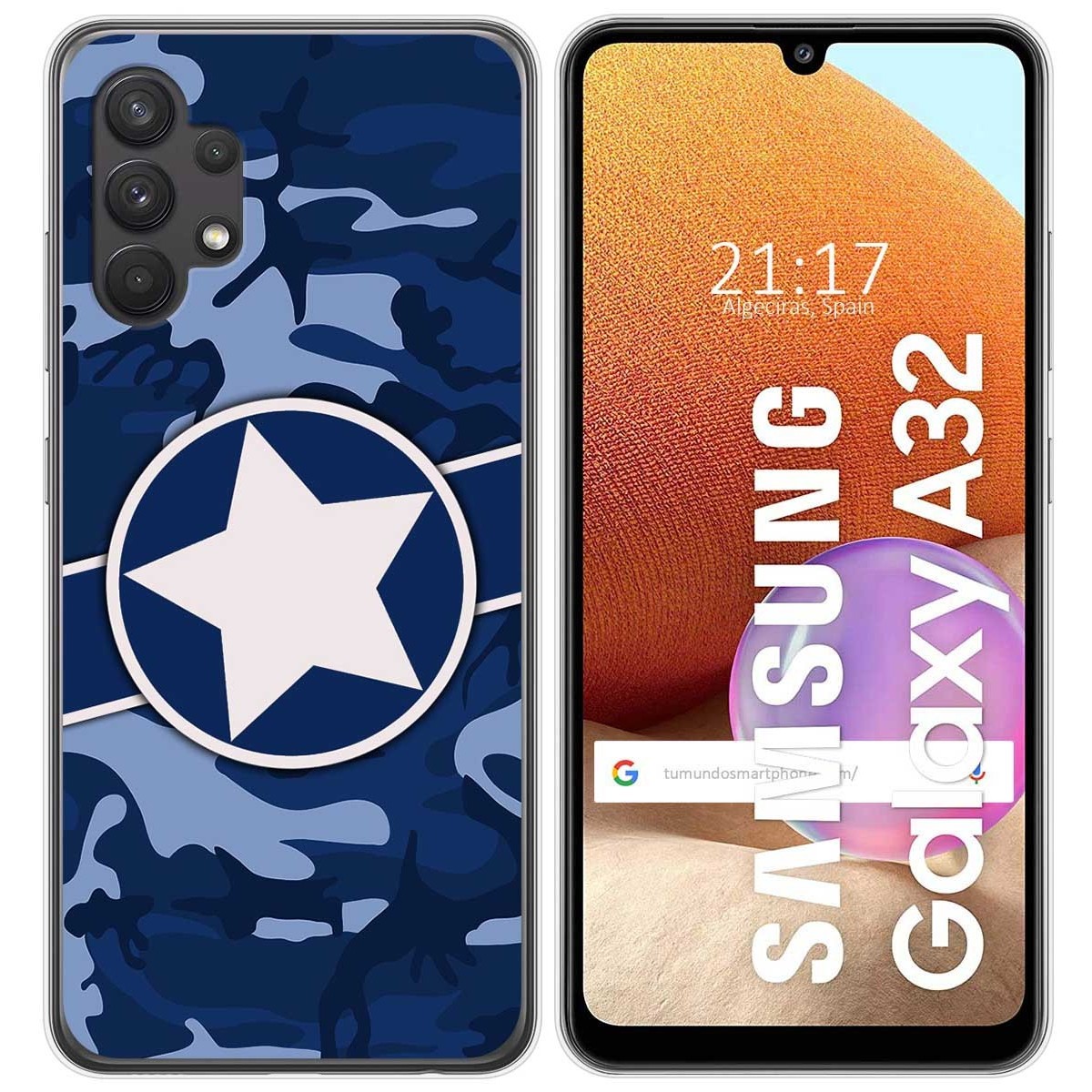 Tumundosmartphone Funda Gel Tpu para Samsung Galaxy A32 4G diseño Camuflaje 03 Dibujos