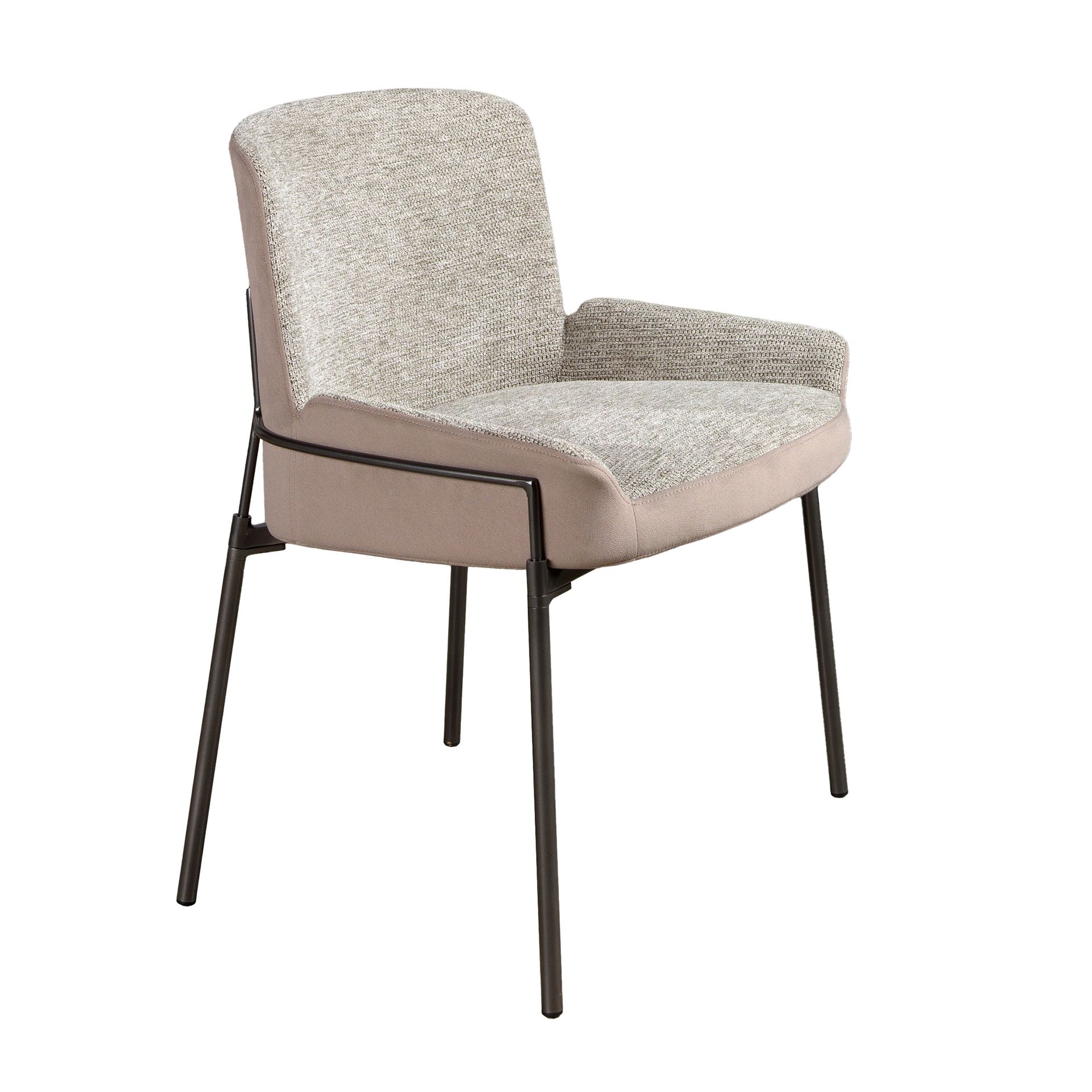Ángel Cerdá – Silla en Tela Gris y Terciopelo Marrón + Patas de Acero Inoxidable Oscurecido + Diseño Moderno y Elegante + Asiento y Respaldo Tapizados + Comodidad y Estilo + 61x54x77 cm