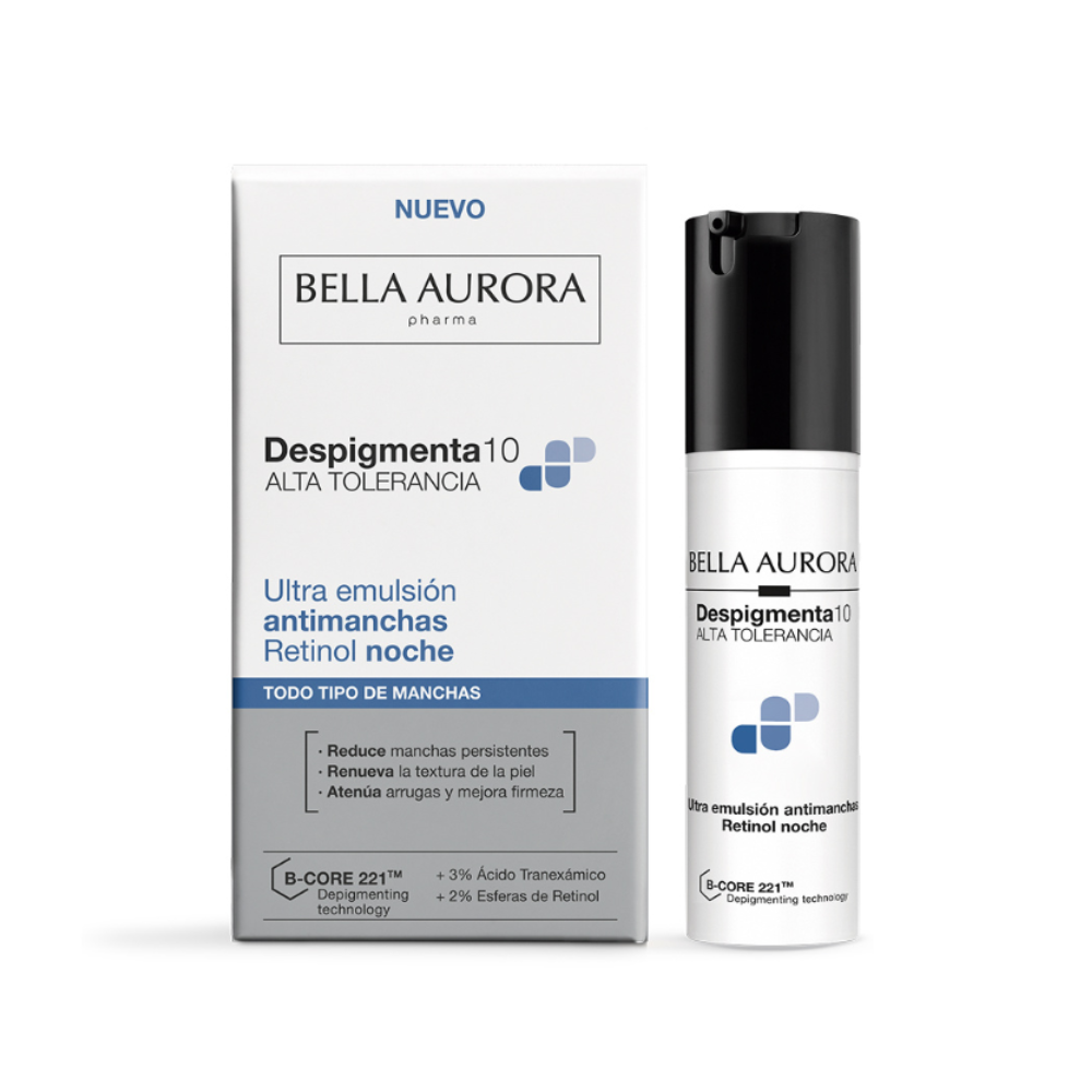 Despigmenta10 Ultra Emulsión Antimanchas Retinol Noche, 30 ml. - Bella Aurora Labs