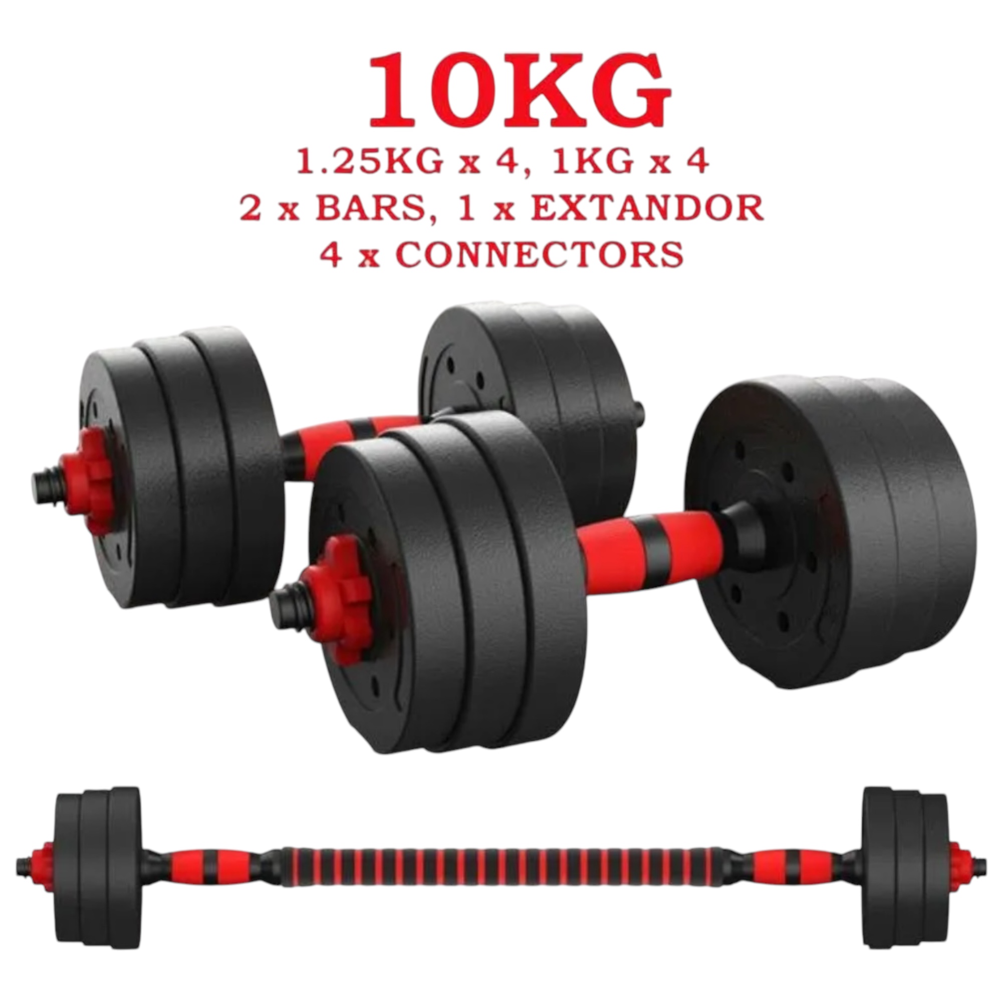 Juego De Mancuernas Ajustables 2 en 1,con barras,Multifución 10KG-15KG-20KG-30KG. Juego de Pesas con Barra Libremente Combinable con Barras Conexión, 10/15KG/20KG/30KG... ajustables, mancuernas cortas y largas mancuerna (man-001 22.9 26.9 30.9 38.9  D7)