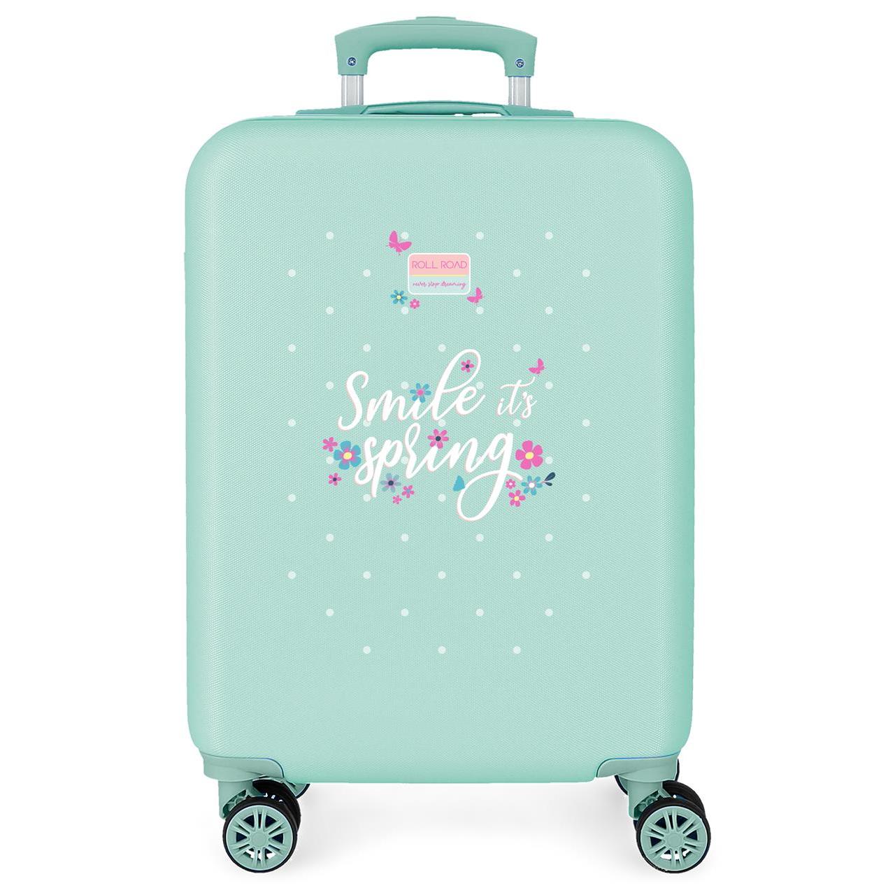Maleta de cabina Roll road Spring dreams turquesa 38x55x20 cm