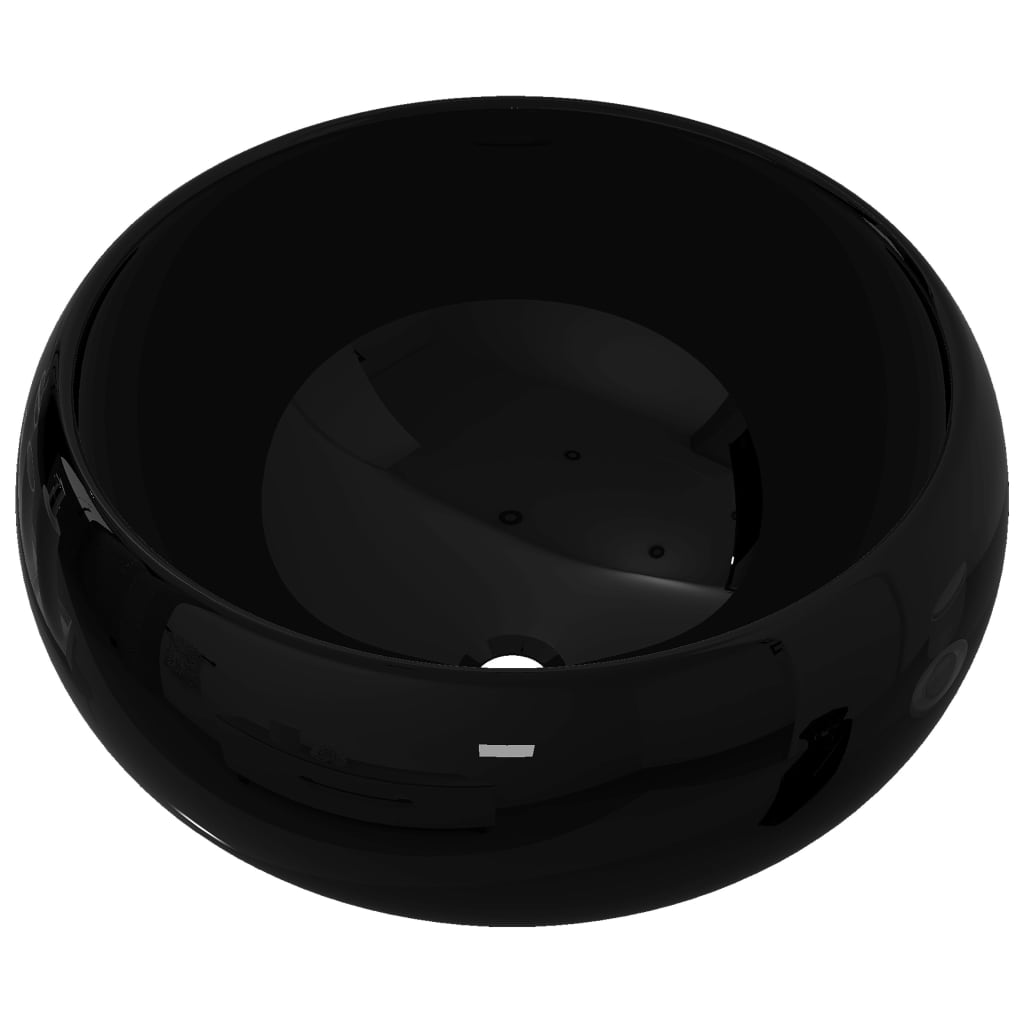 vidaXL Lavabo redondo de cerámica negro 40x15 cm