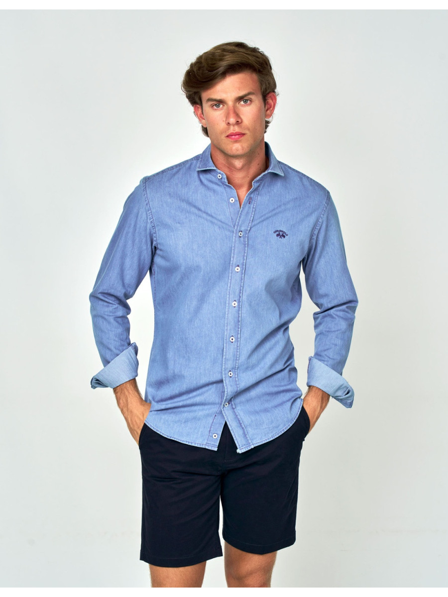 Camisa Spagnolo Cutaway Denim Hombre SPAGNOLO Raíz Inicio HOMBRE ROPA CAMISAS