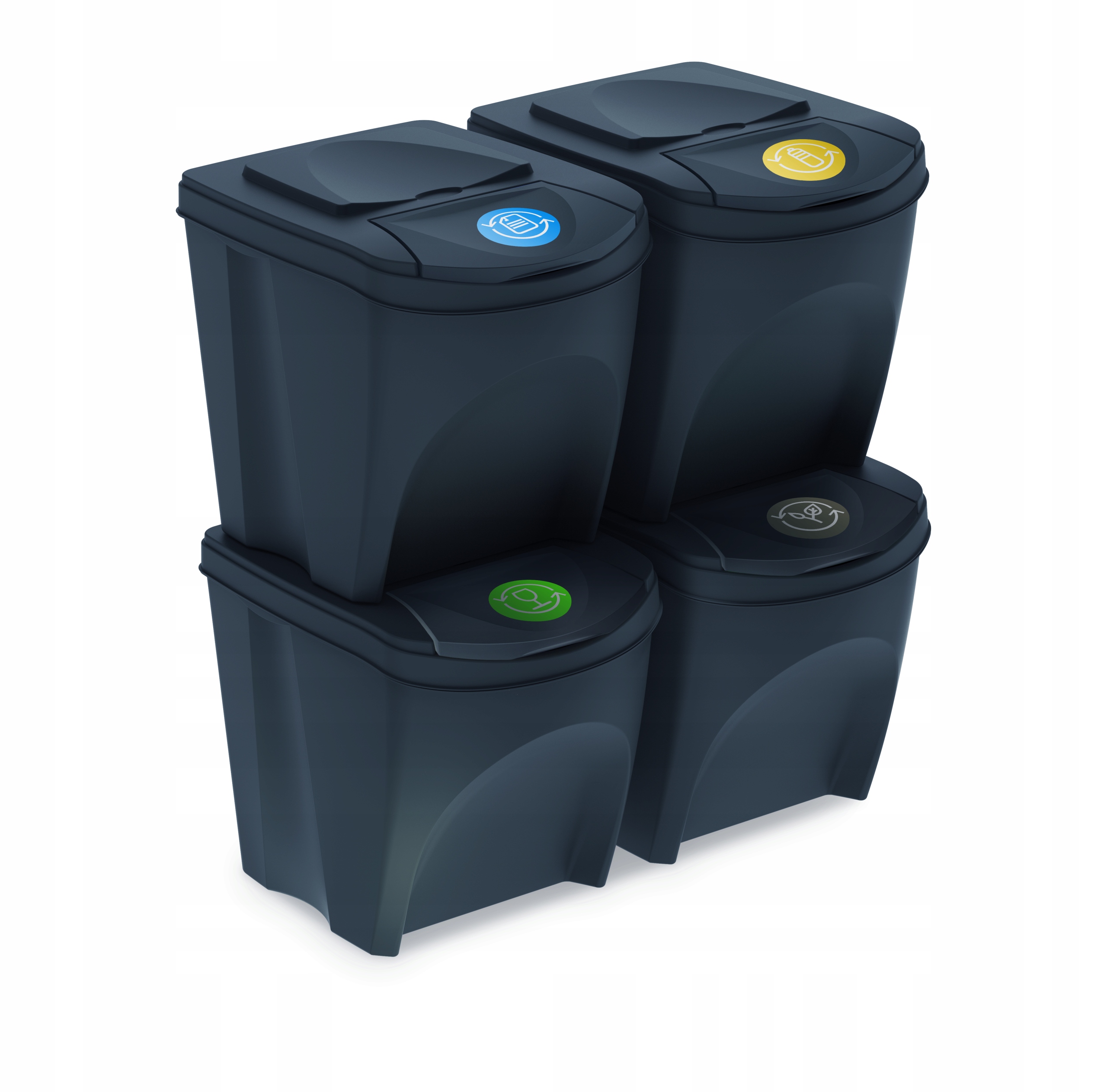 Cubo de reciclaje ecológico 45L de 3 compartimentos c/u, Reciclaje de basura,  cubos de gran capacidad, para Papel, Vidrio y Plástico