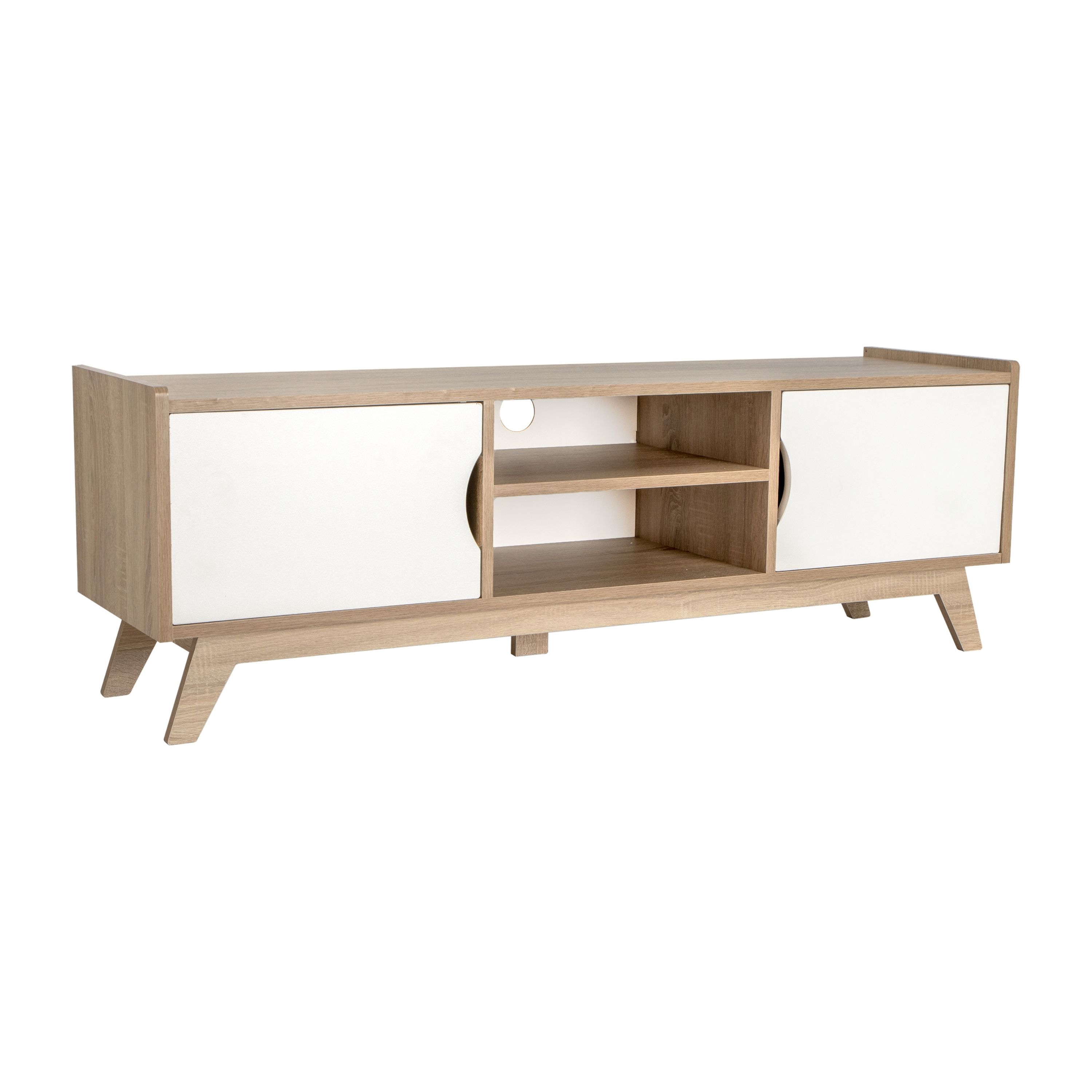 Myoshome - Mueble Tv Salon Comedor, Mesa Tv Color Roble Sonoma y Blanco 150 x 40 x 50 cm. Apolo