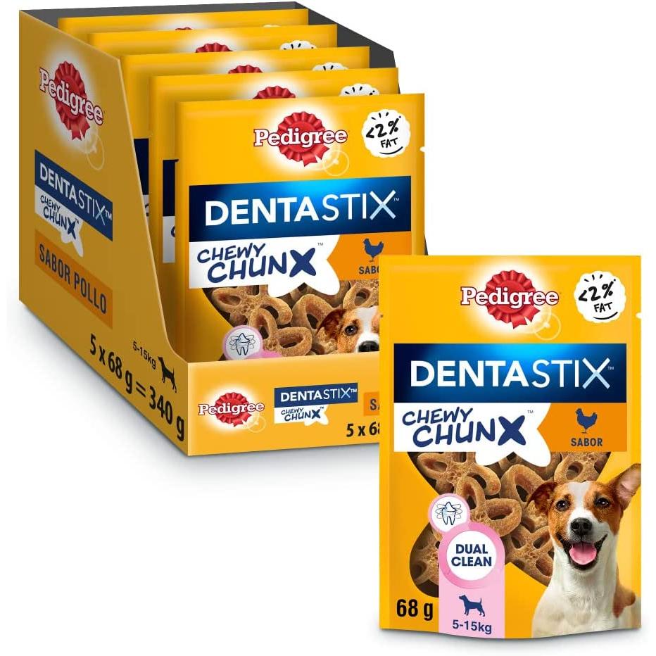 Pedigree - Pedigree Dentastix - Chewy Chunx - Snack Dental para Perros Pequeños sabor Pollo (5 bolsitas x 68g)