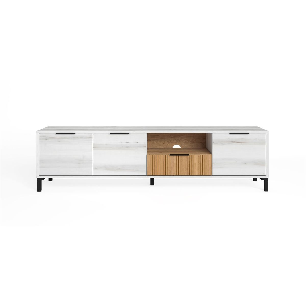 Mueble de TV Tokio 3 puertas + cajón rayado/natural 46,7x178x40 cm