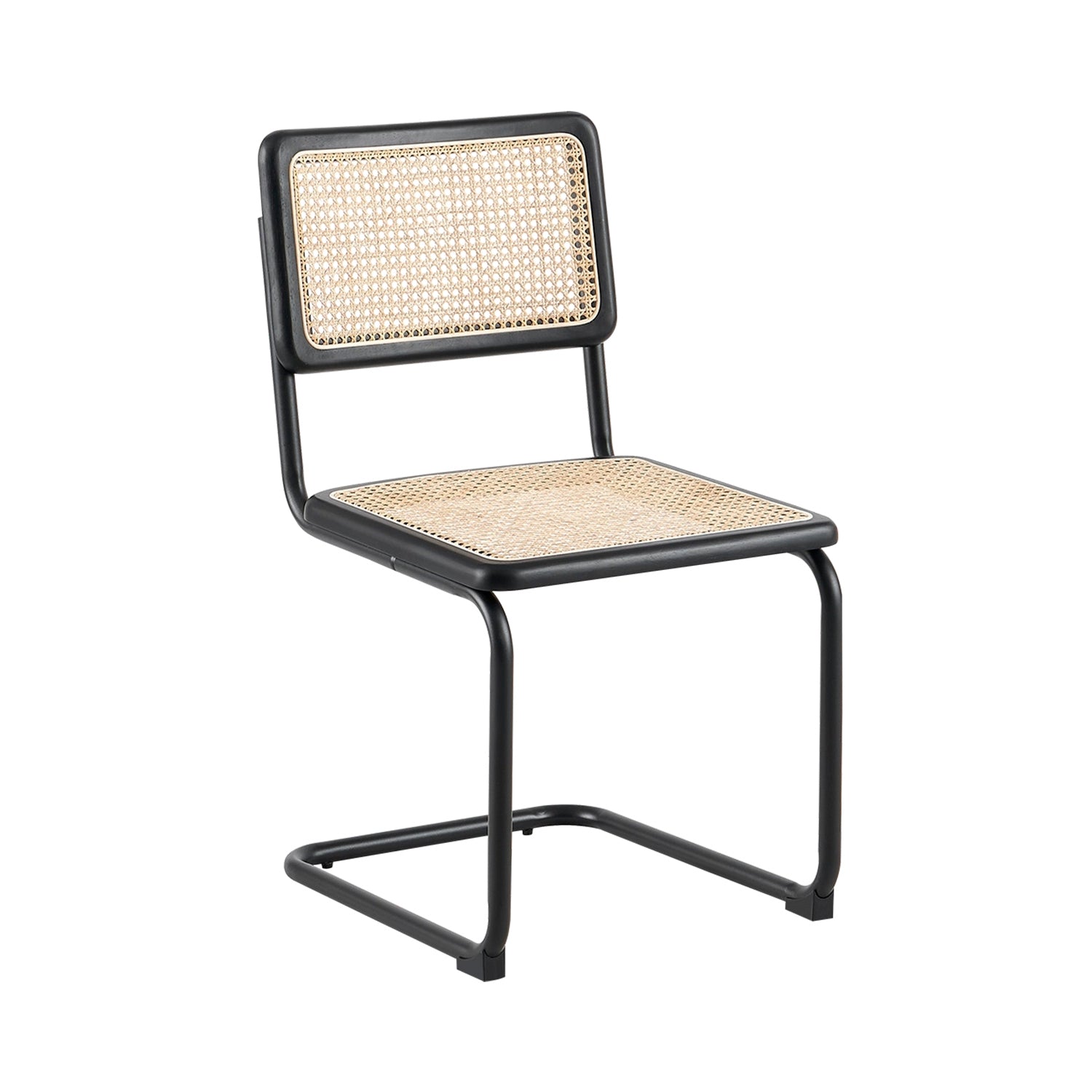 Set de 4 sillas de comedor en ratán karyn  negro para hogar moderno mueble de almacenaje  - Homekit