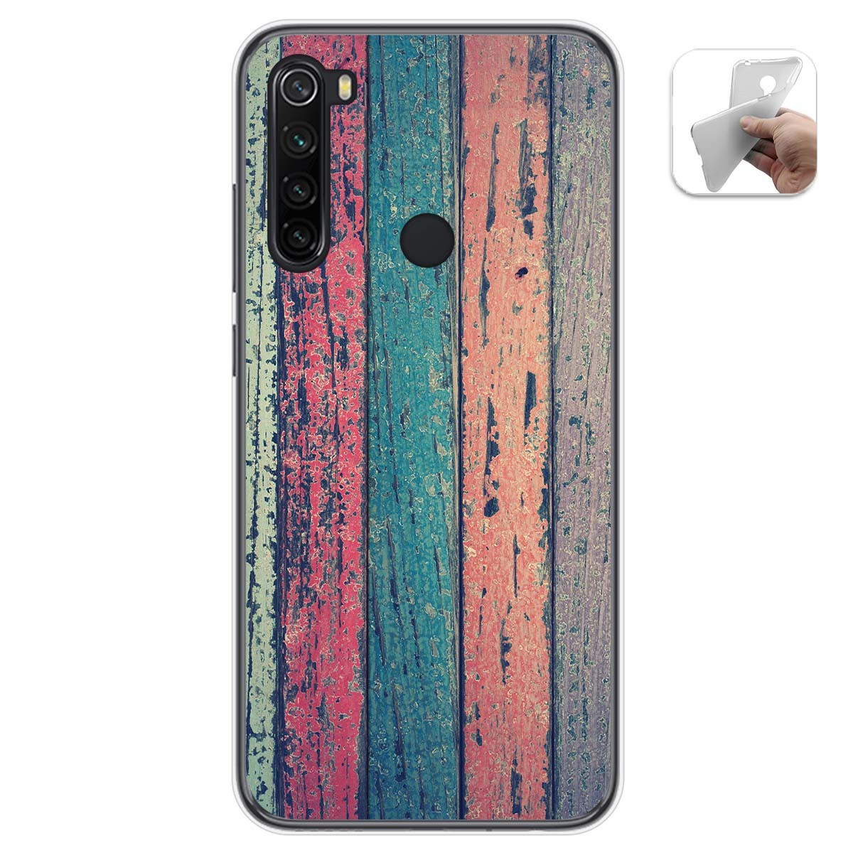 Tumundosmartphone Funda Gel Tpu para Xiaomi Redmi Note 8T diseño Madera 10 Dibujos
