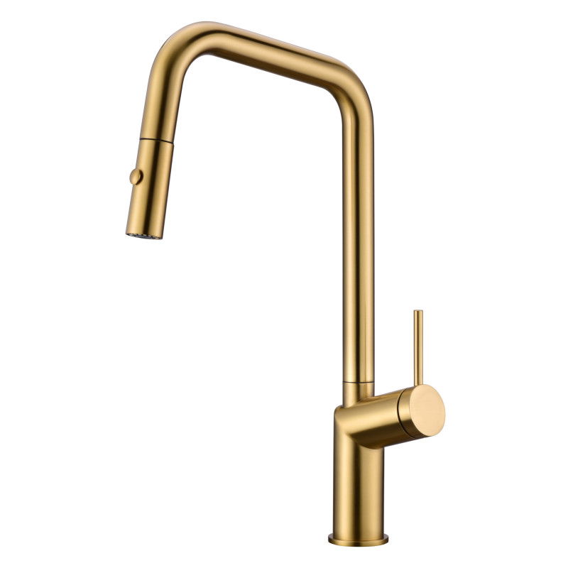 Imex Bonn GCE024/OC grifo de cocina monomando extraíble con difusor doble jet en color oro cepillado