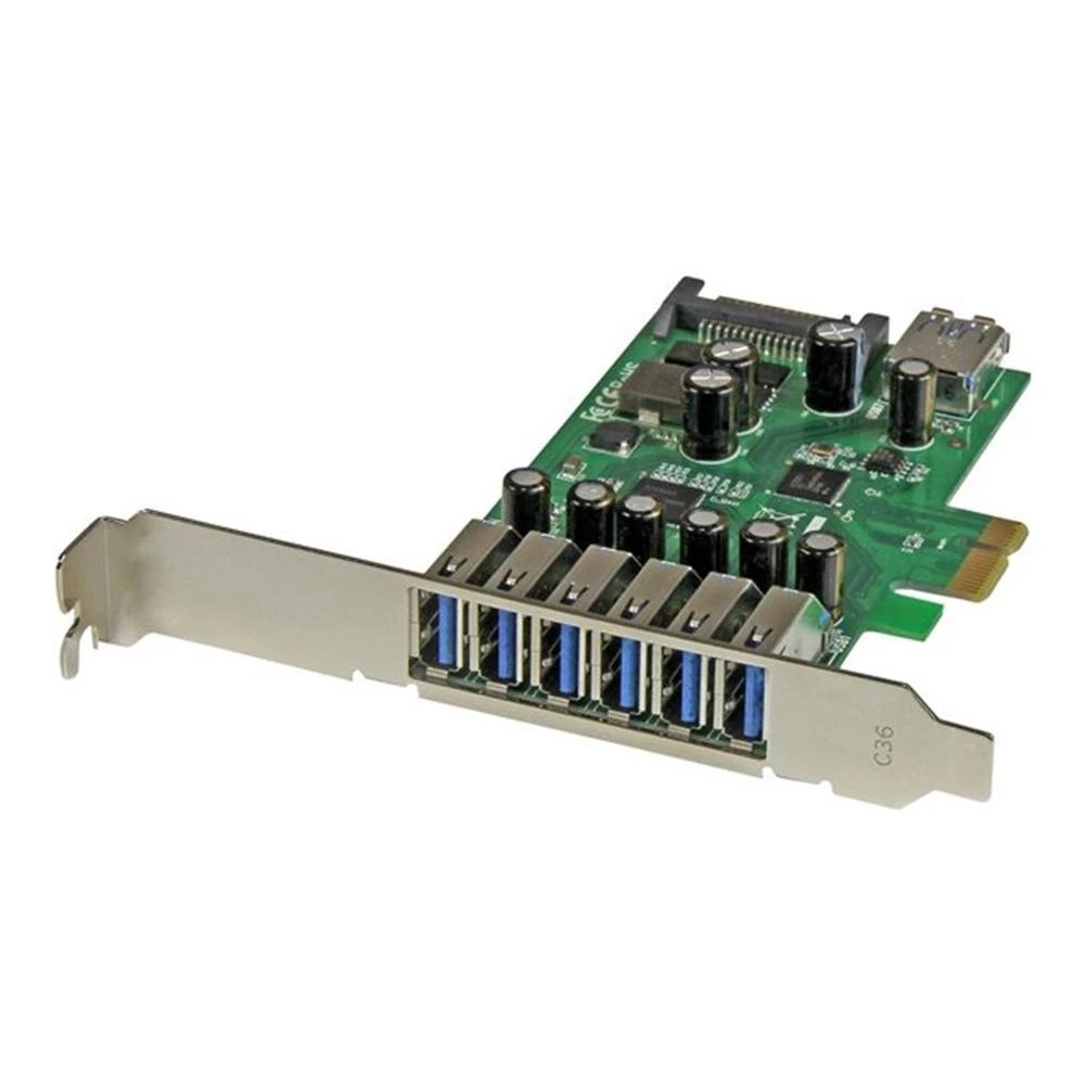 Startech - Tarjeta sintonizadora PCI Express PEXUSB3S7 con 7 puertos USB 3.0 SuperSpeed hasta 5 Gbps, soporte UASP y alimentación SATA para escritorio