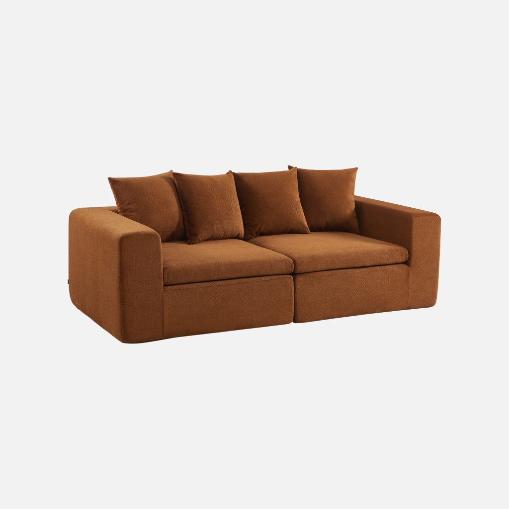 sweeek - Sofá modular de tela chenilla, 2 plazas , Movi , 219x110x62