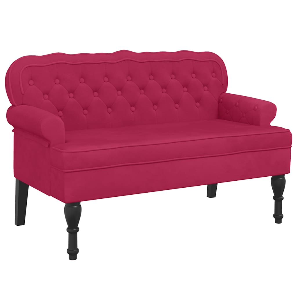 vidaXL Banco con respaldo terciopelo 119,5x64,5x75 cm en color Rosa/Amarillo/Rojo vino tinto y más