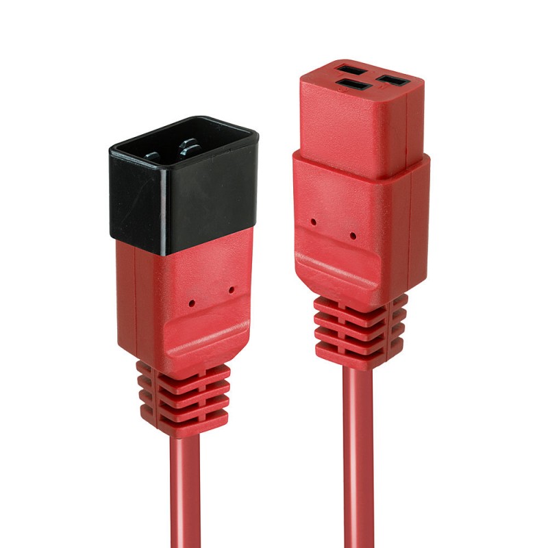 Lindy - 30123 cable de transmisión Rojo 1 m C19 acoplador C20 acoplador 30123