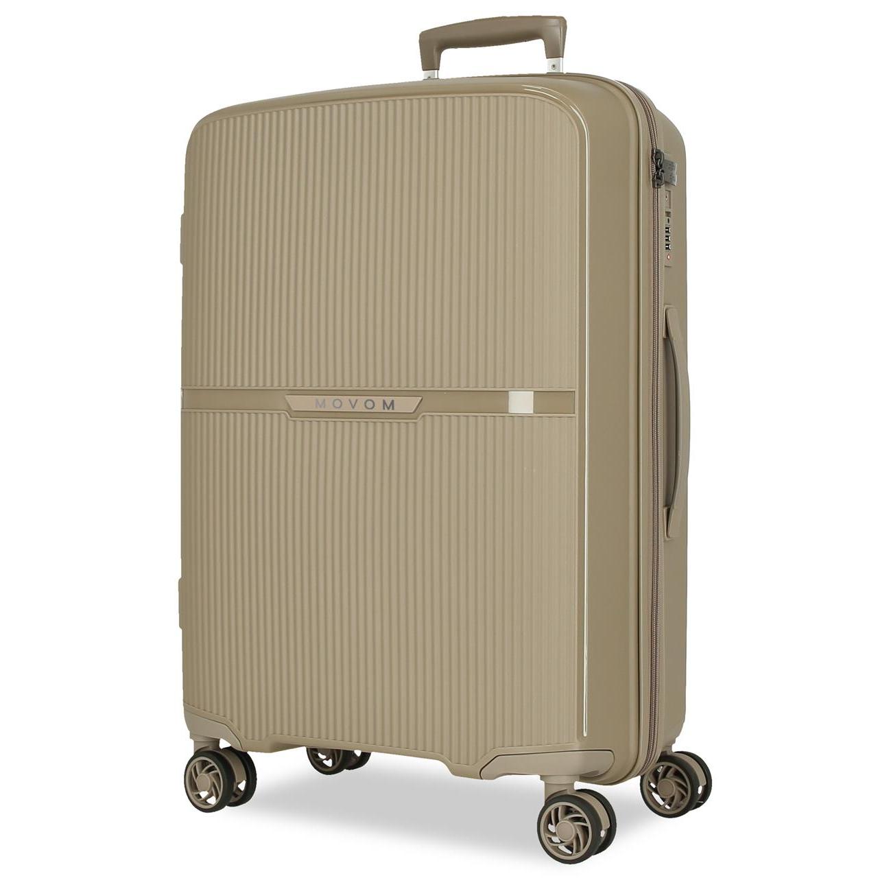 Maleta Grande Movom Moon de Polipropileno, 51x76x32,5 cm, 127,91L, Expandible, 4 Ruedas Dobles y Cierre TSA