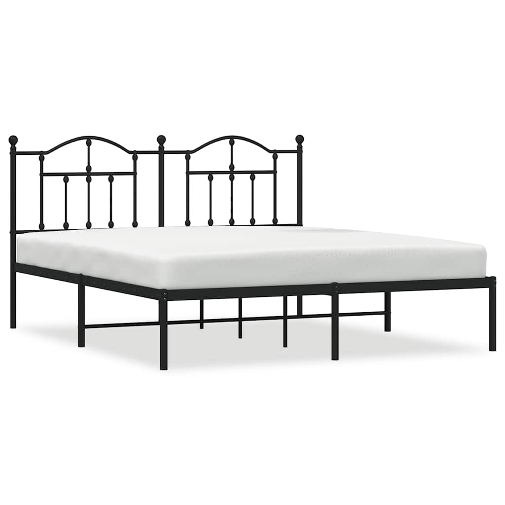vidaXL Estructura cama sin colchón con cabecero metal negro 180x200 cm