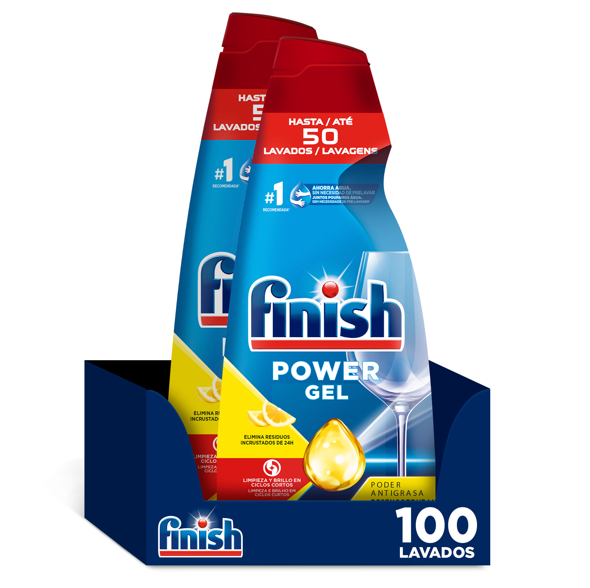 Finish Power Gel Limon All in 1 Max 100 | 150 | 200 Lavados, Rápida Disolución, Protege Corrosión, Resultado Profesional