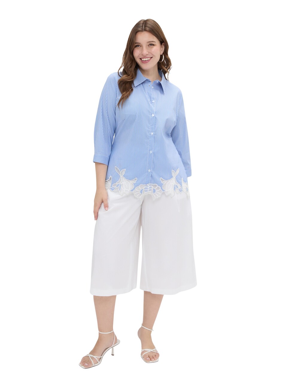 Fiorella Rubino - Camisa de rayas en algodón con detalle de macramé