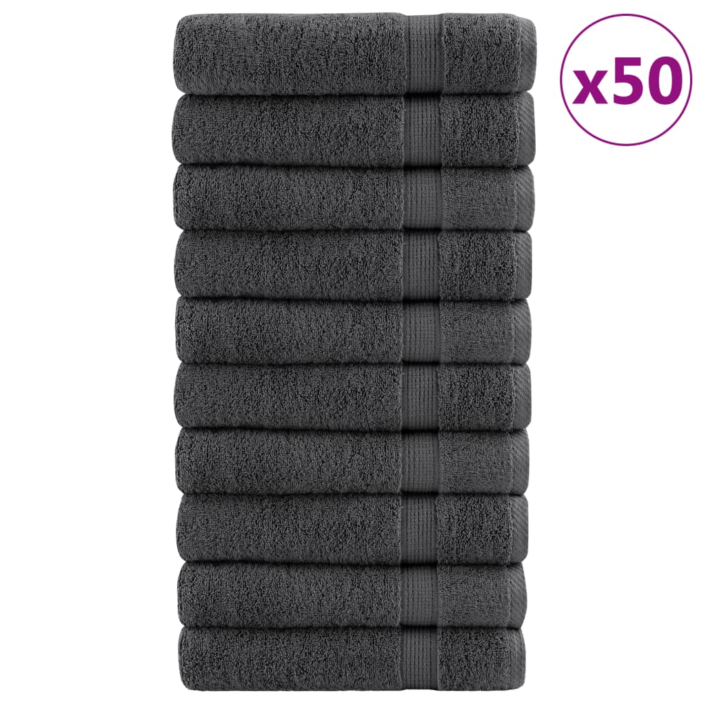 vidaXL Toallas de mano 50 uds 100% algodón 50x100 cm 600 gsm toalla Color Antracita,  Blanco, y mas