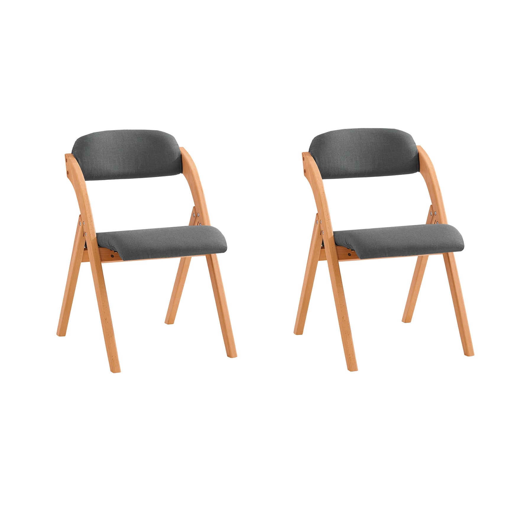 SoBuy FST92-SGx2 Lote de 2 Sillas Plegables de Madera con Asiento y Respaldo Tapizado Sillón para Cocina Oficina Gris Oscuro47 x 60 x 77 cm ES